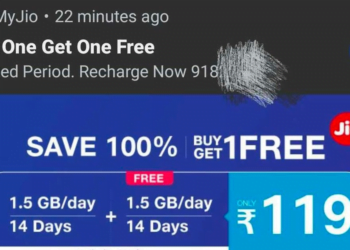 Jio Launches Rs 119 Recharge Plan with 1.5GB Daily Data, Offers Buy One Get One Free to Select Users