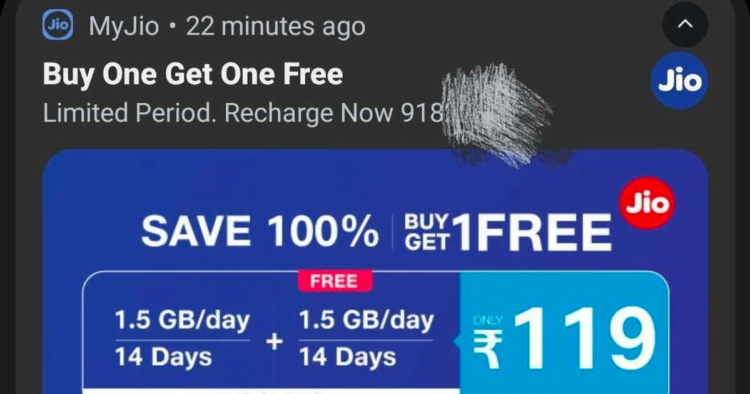 Jio Launches Rs 119 Recharge Plan with 1.5GB Daily Data, Offers Buy One Get One Free to Select Users