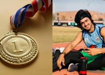 Mohammad Yasir of Pakistan wins gold in the javelin throw at the Imam Reza Athletics Cup