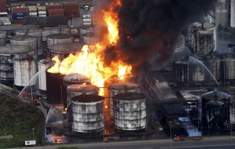 A brave driver escapes the sight of a flaming oil truck to save lives