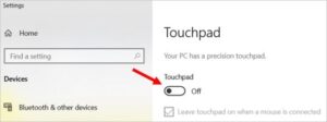 How to switch a laptop's touchpad on or off