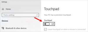 How to switch a laptop's touchpad on or off