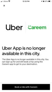 uber ceases operations