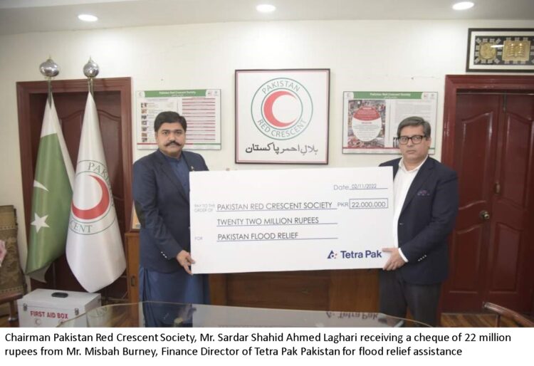 Tetra Pak donates PKR 22 million to PRCS for flood victims
