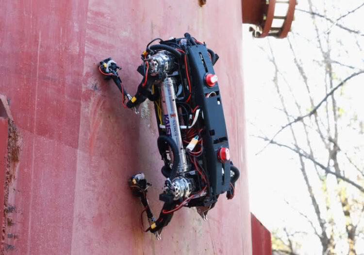 Four-legged robot with magnetic feet can move over ceilings and climb walls
