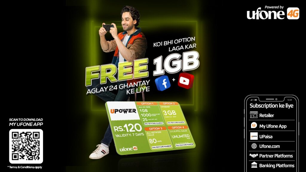 Ufone 4G users to get 1GB free data on ‘UPower 120’ subscription