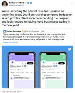 Twitter introduces a new method of brand and employee identification
