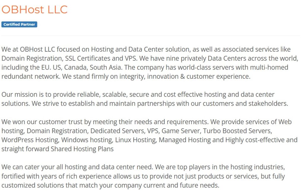 OBHost becomes a certified cPanel partner