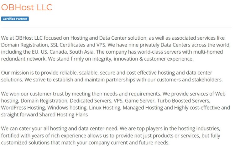 OBHost becomes a certified cPanel partner