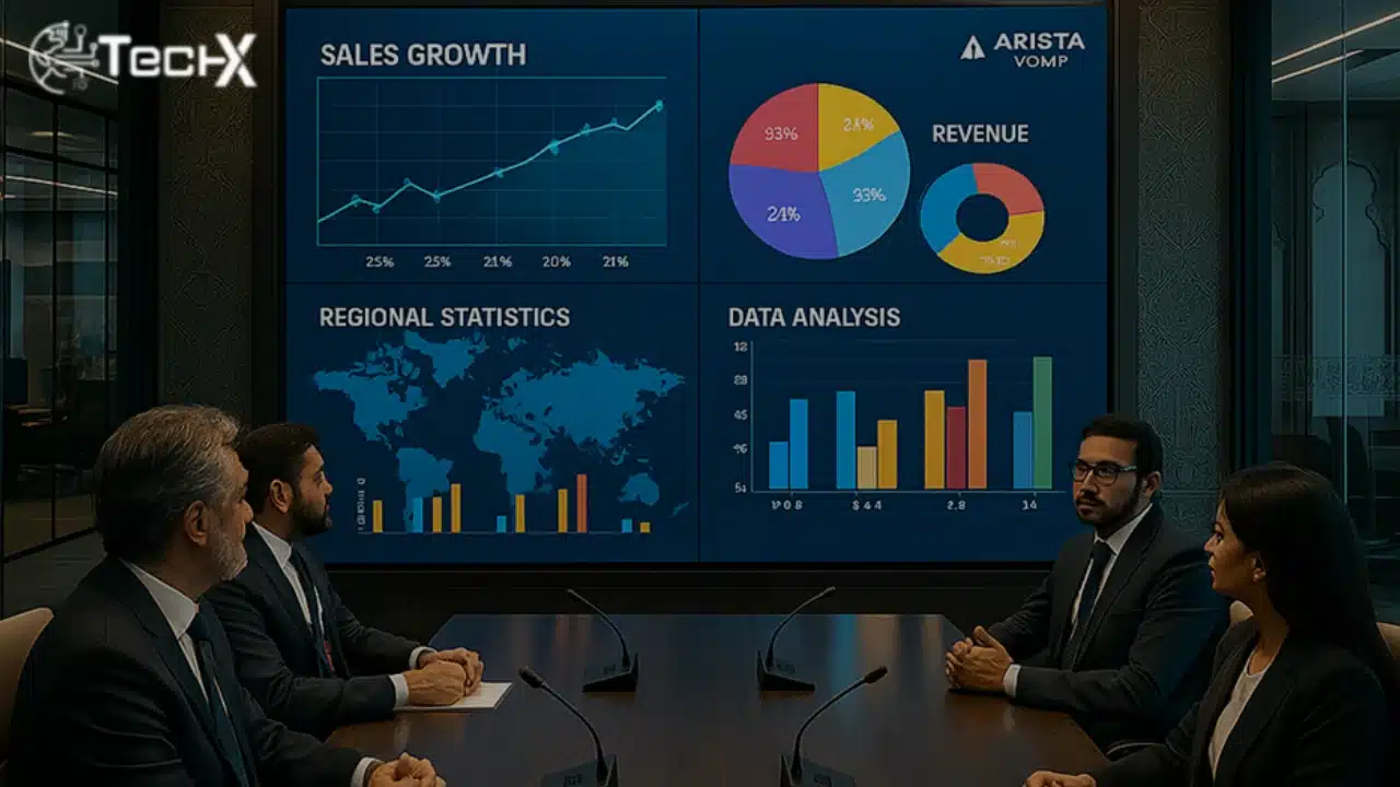Arista Vision's high-resolution SMD screens displaying vibrant content in a modern Pakistani corporate conference room with sleek audio-visual integration
