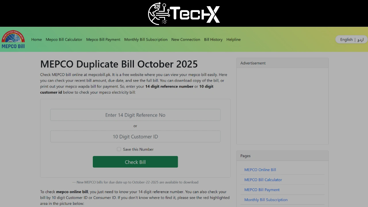 Websites to Check MEPCO Bill Online in Pakistan