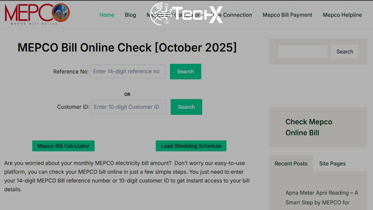 Websites to Check MEPCO Bill Online in Pakistan